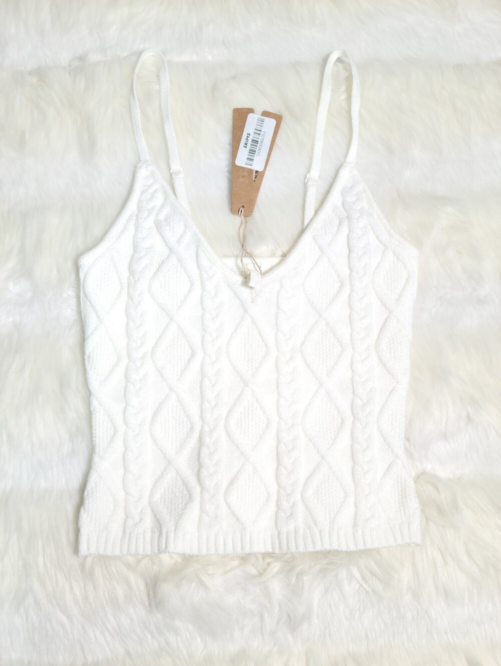 SKIMS Snow Bunny Shop Cableknit Tank White Ivory XS NEW